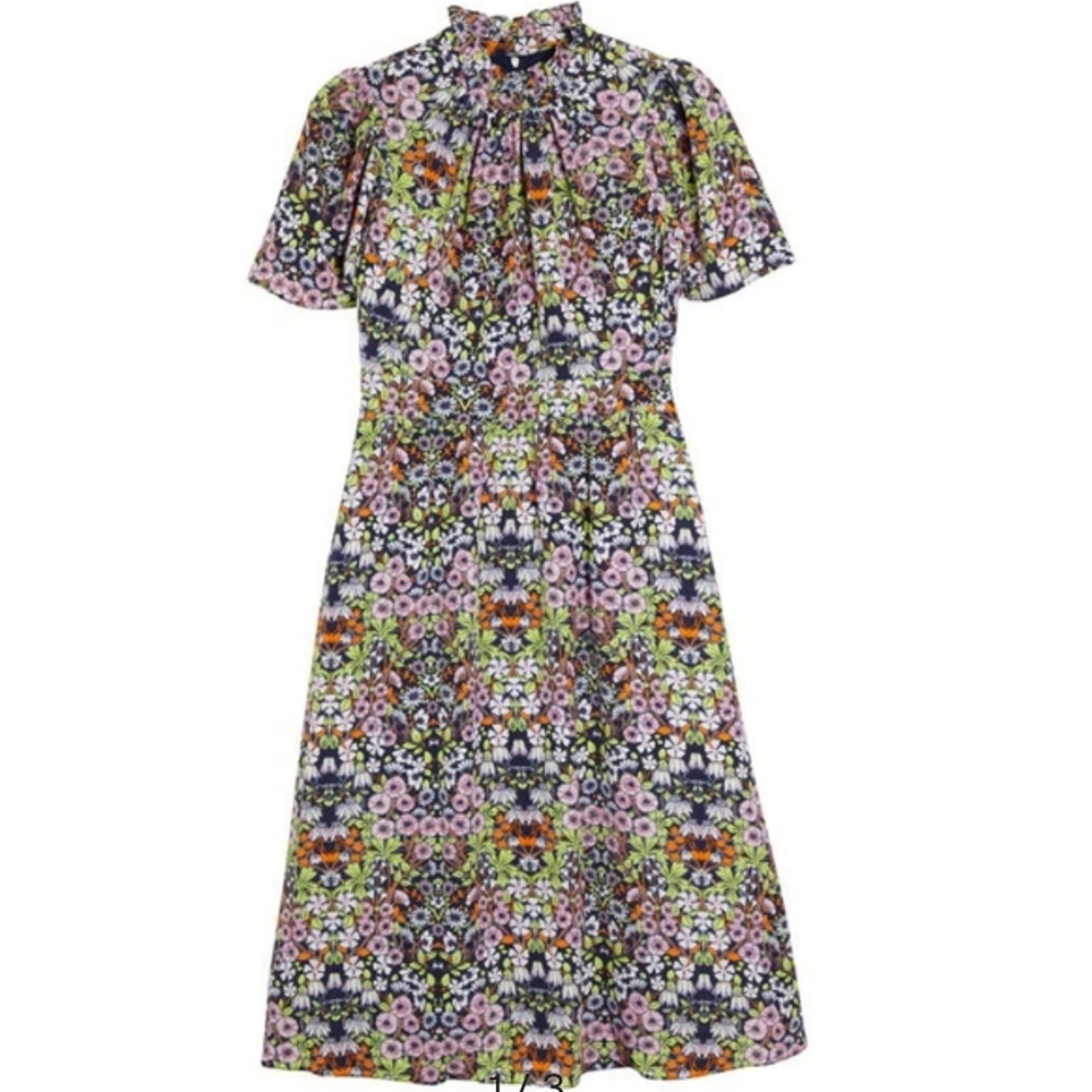 NEW Nordstrom Julia Jordan mock ruffled neck flutter sleeve floral dress